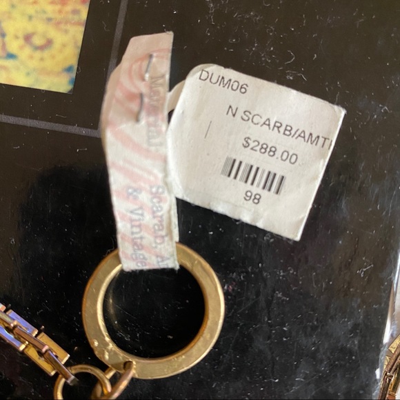 NWT scarab and amethyst on vintage brass chain. - Picture 3 of 6